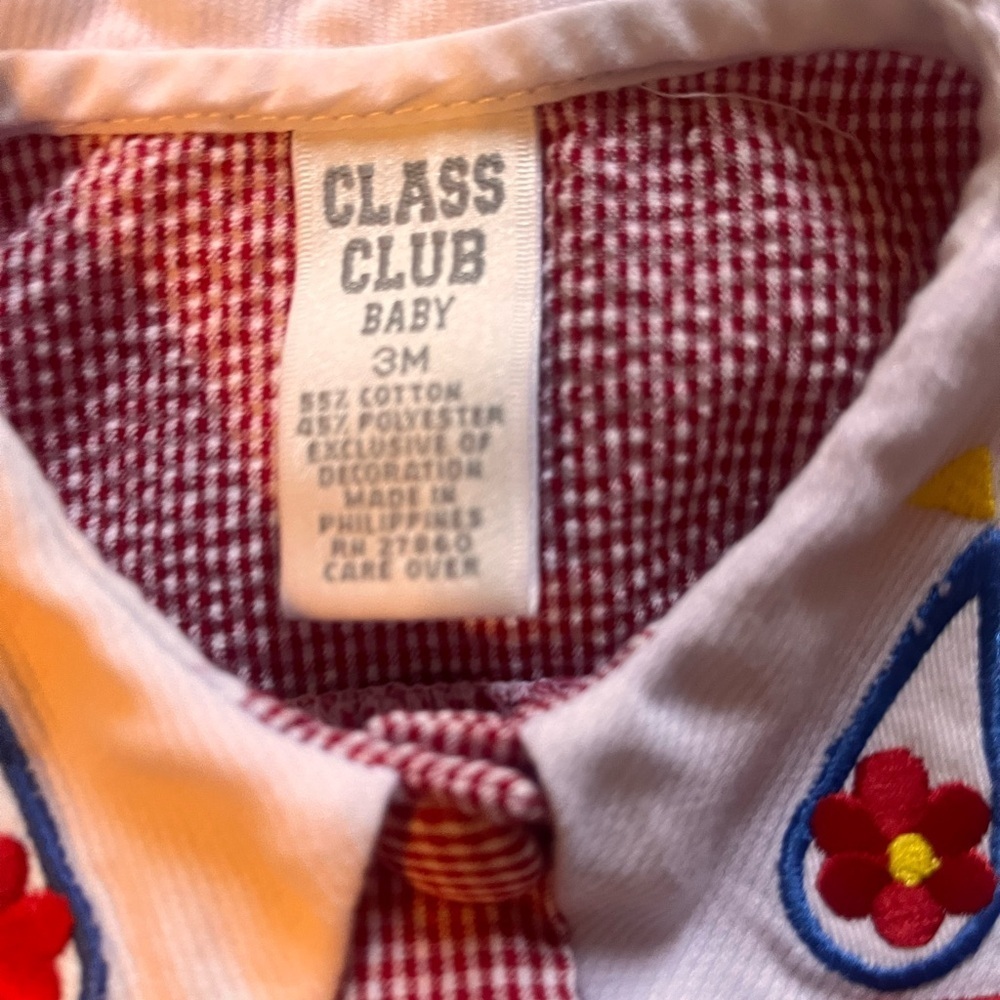 VINTAGE 1980s Class Club Baby Red and White Outfit - Picture 3 of 3